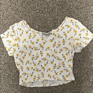 Papaya Floral Crop Top - White and Yellow